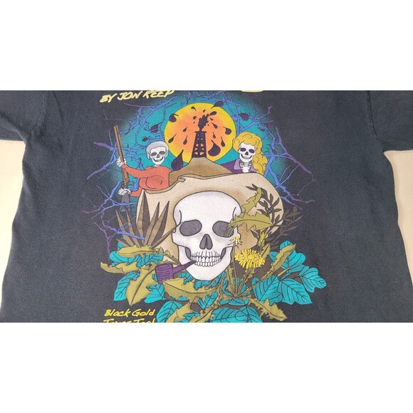 Ed Hardy by Jon Reep T-Shirt Black Gold‎ Texas Tea Skull Cowboy Graphic Tee SZ L - Picture 5 of 12